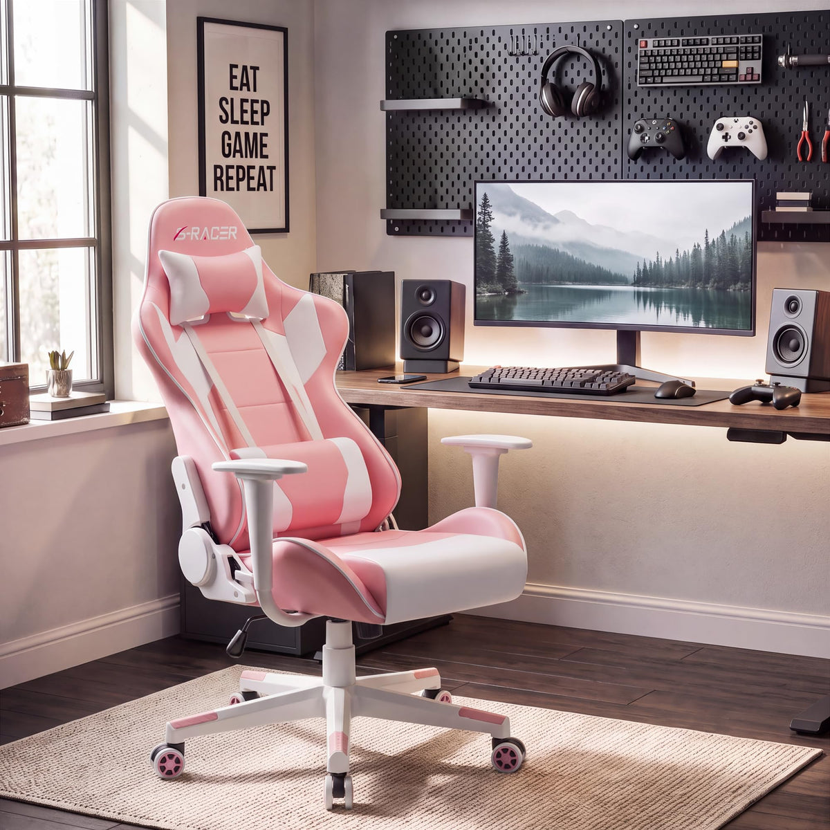 Homall Gaming Chair, Ergonomic Faux Leather High Back Office Chair, White