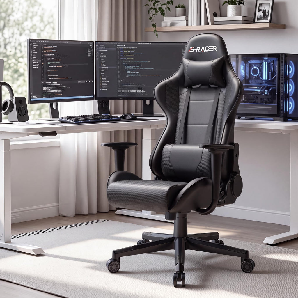 Homall Gaming Chair, Ergonomic Faux Leather High Back Office Chair, White