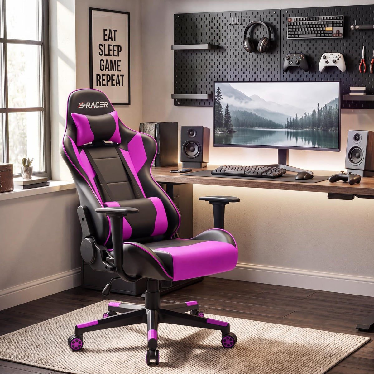 Homall Gaming Chair, Ergonomic Faux Leather High Back Office Chair, White