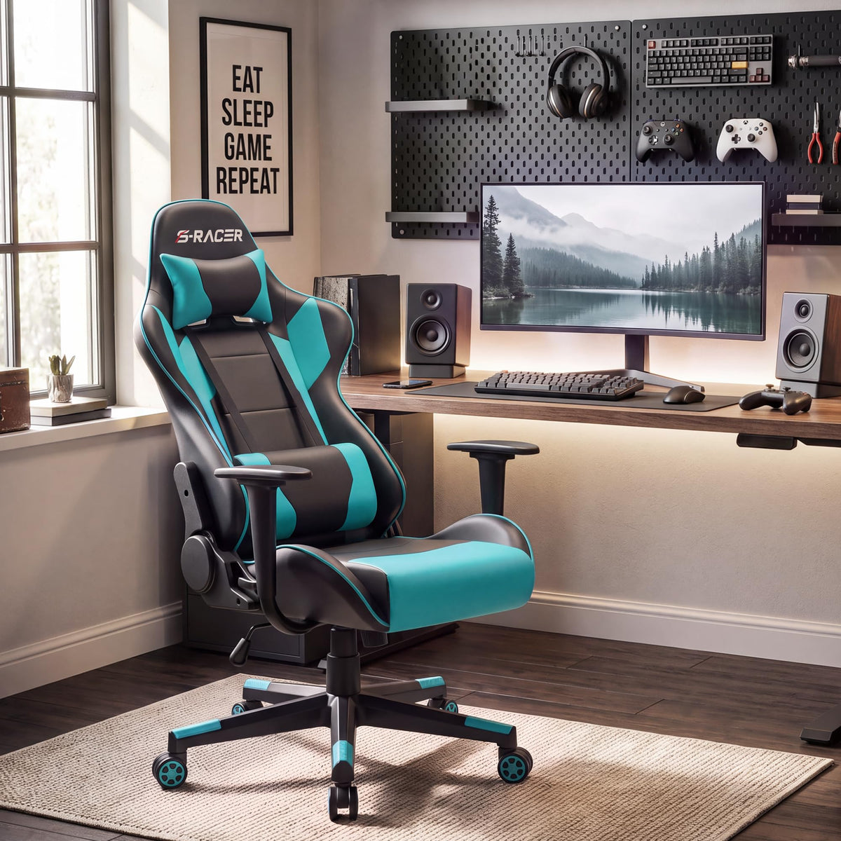 Homall Gaming Chair, Ergonomic Faux Leather High Back Office Chair, White