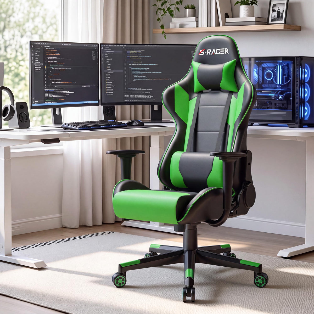Homall Gaming Chair, Ergonomic Faux Leather High Back Office Chair, White