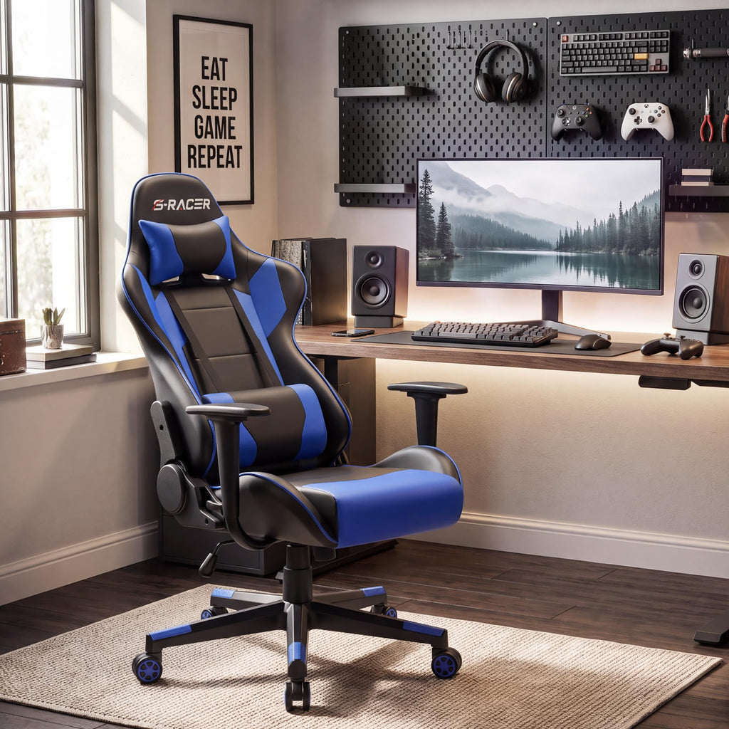Homall Gaming Chair, Ergonomic Faux Leather High Back Office Chair, White
