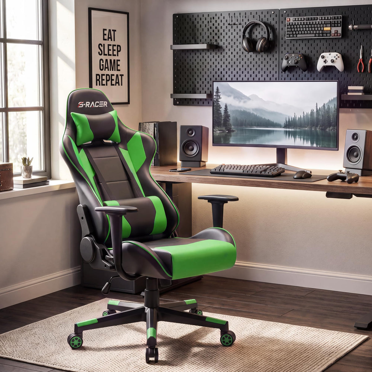 Homall Gaming Chair, Ergonomic Faux Leather High Back Office Chair, White