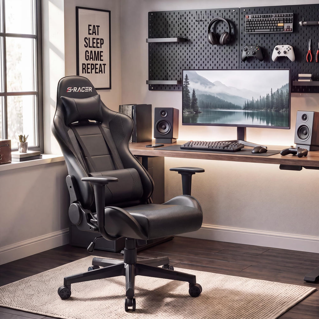 Homall Gaming Chair, Ergonomic Faux Leather High Back Office Chair, White