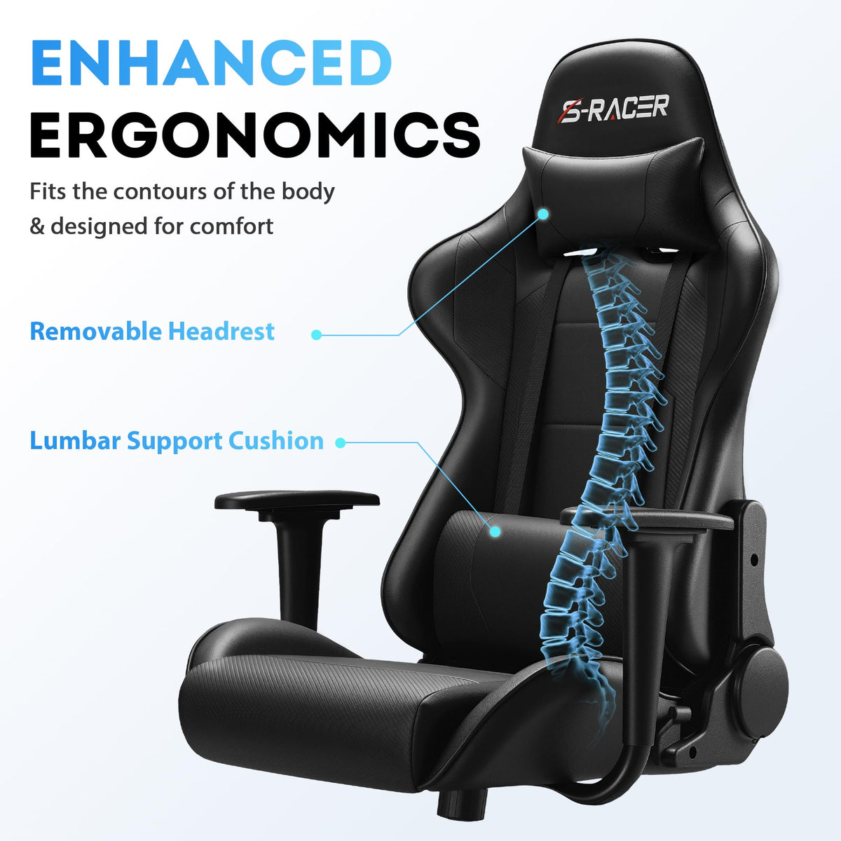 Homall Gaming Chair, Ergonomic Faux Leather High Back Office Chair, White