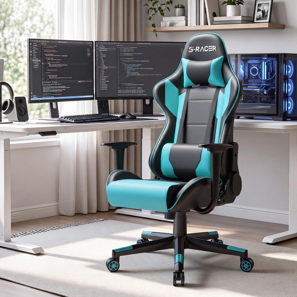 Homall Gaming Chair, Ergonomic Faux Leather High Back Office Chair, White