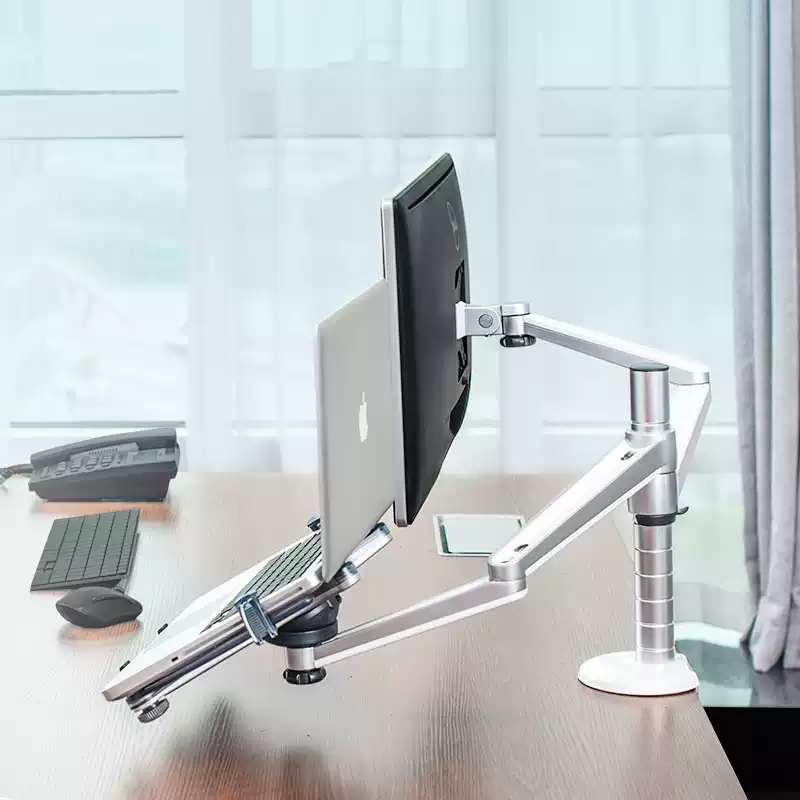 Dual Monitor Arm Stand — Aluminum Adjustable Desktop Mount for Two Screens