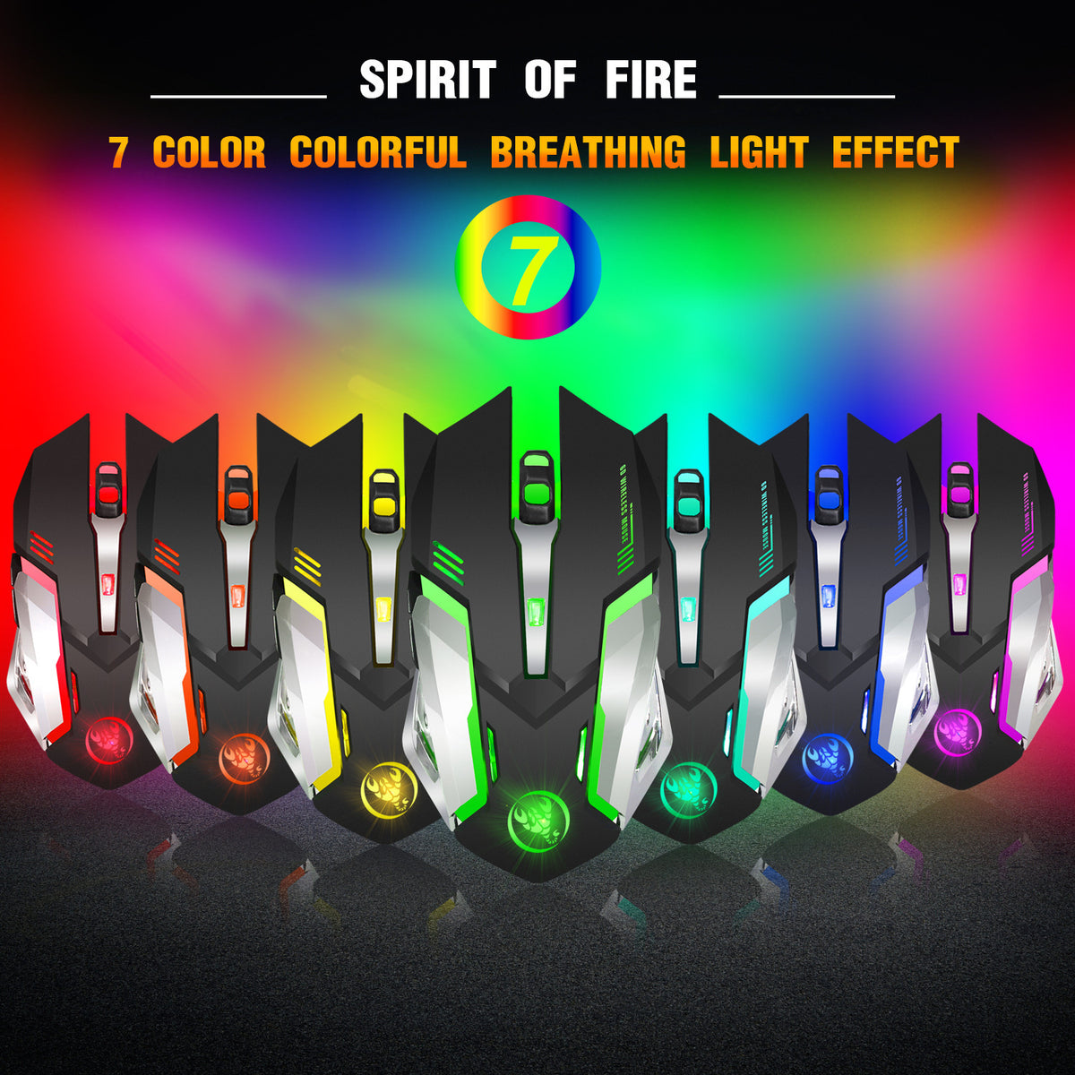 Wireless Rechargeable RGB Gaming Mouse — 2.4G Silent Mouse with 600mAh Battery