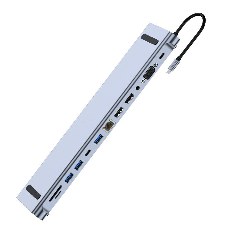 12-in-1 USB-C Docking Station — Dual HDMI MST Multi-Monitor Hub
