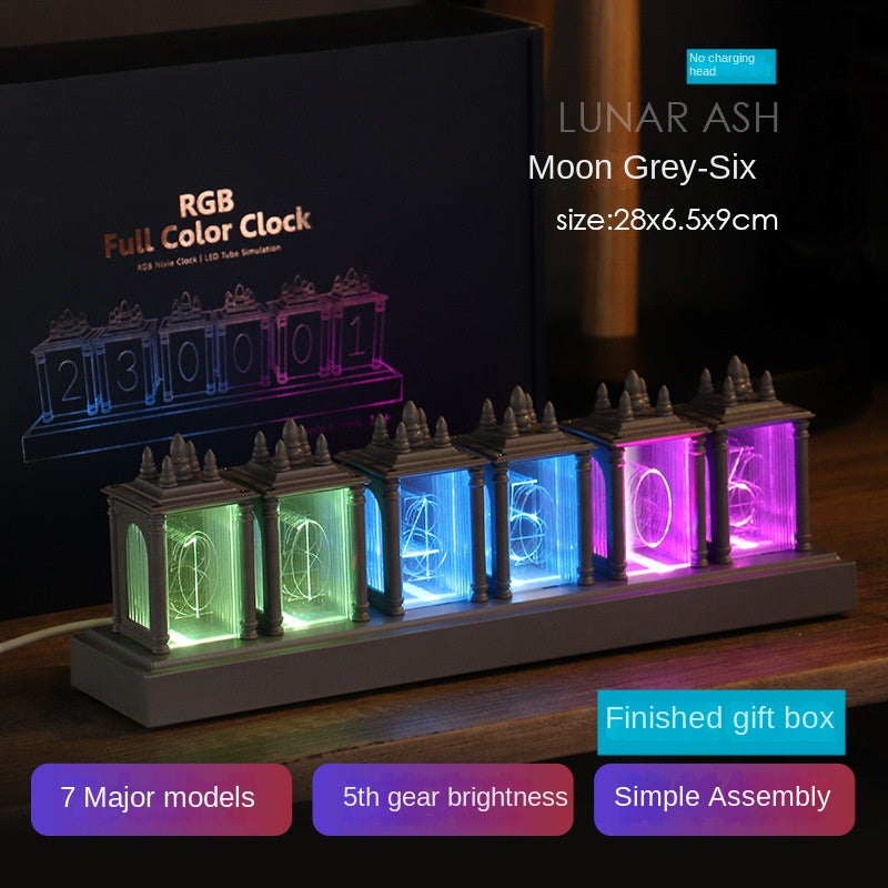 Stylish Desktop Decor RGB Nixie Tube Clock for Gaming Room DIY Glow Tube Clock