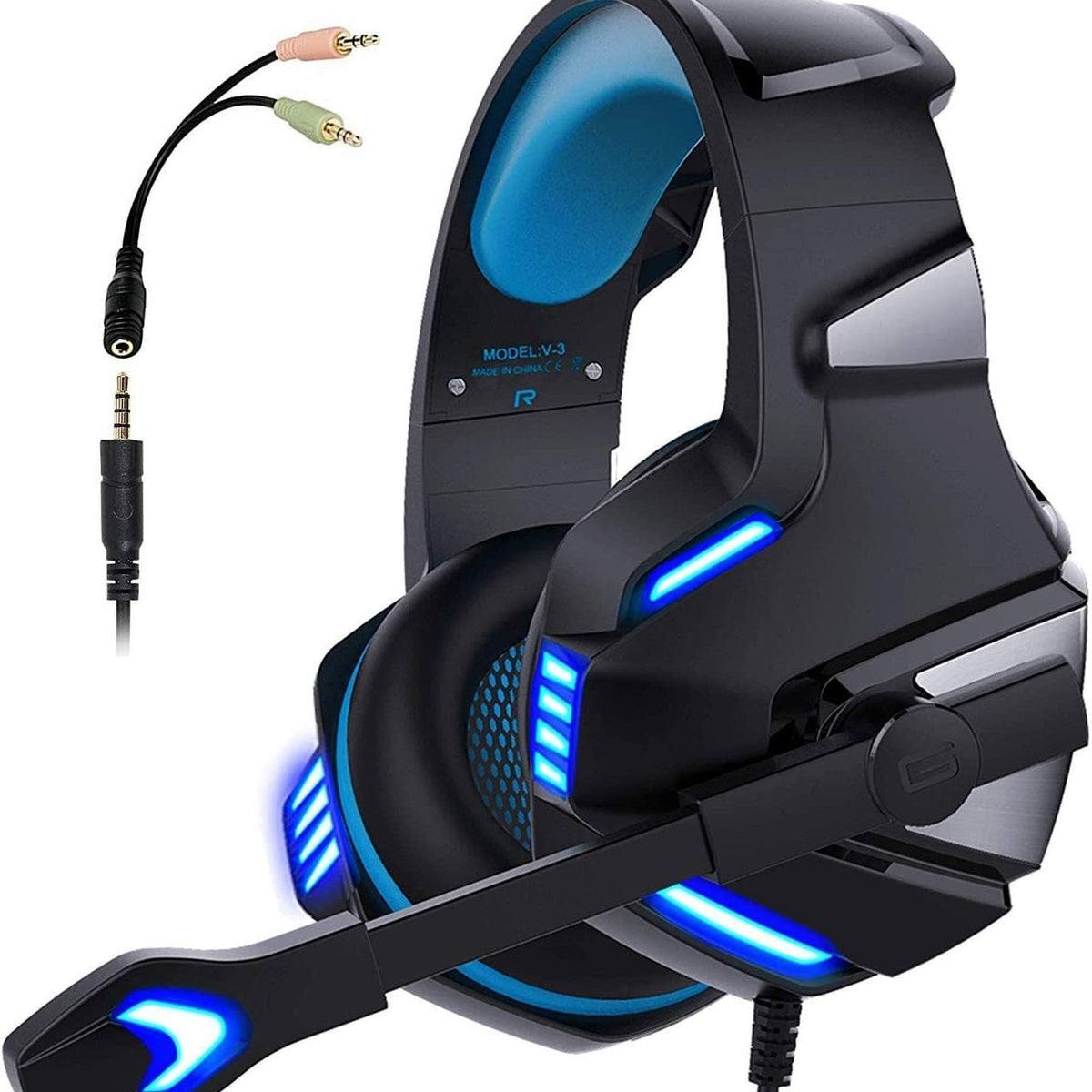 RGB Gaming Headphones — Wired Over-Ear Headset with Subwoofer Bass