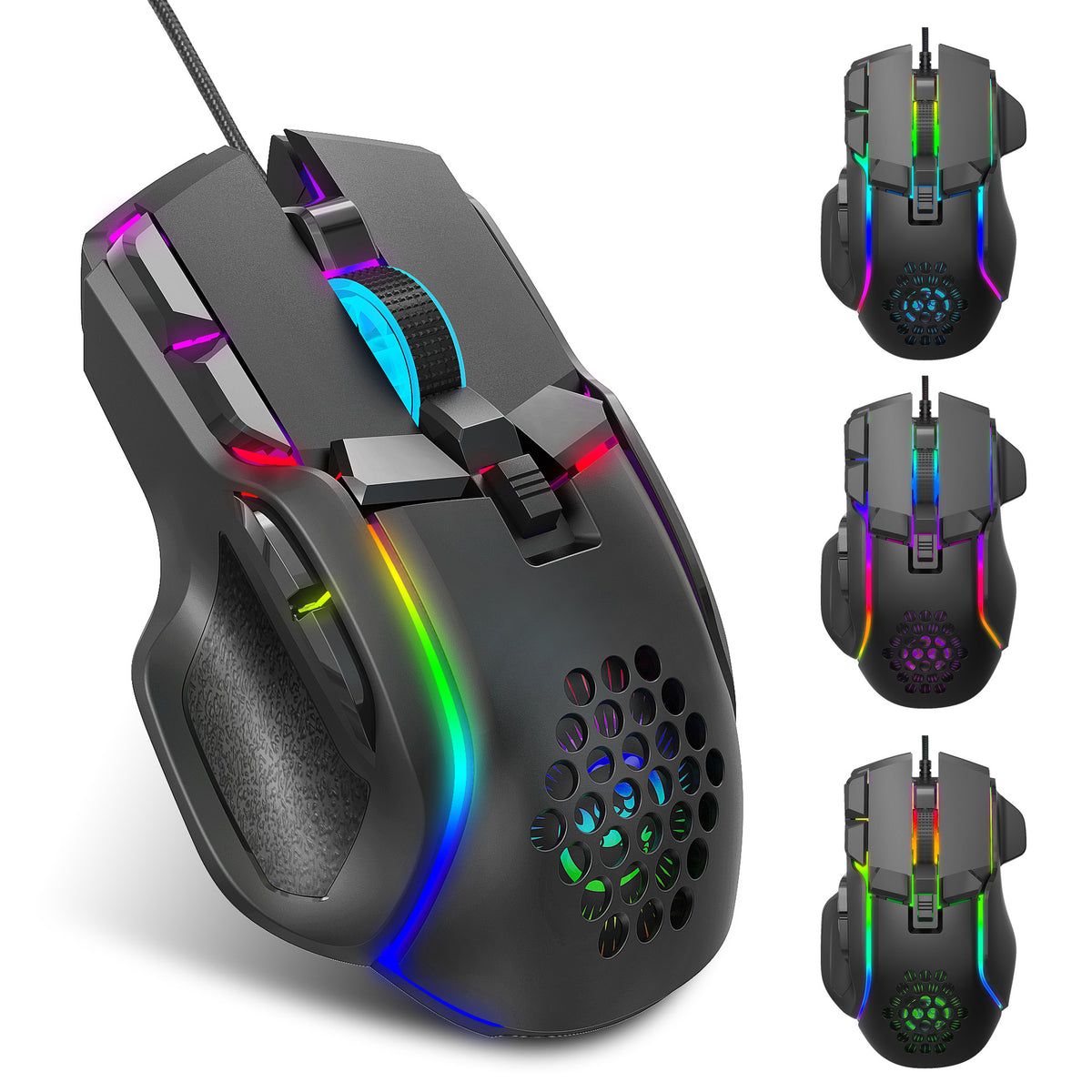 RGB Gaming Mouse — 12800 DPI Adjustable, Macro Programming & Mechanical Buttons