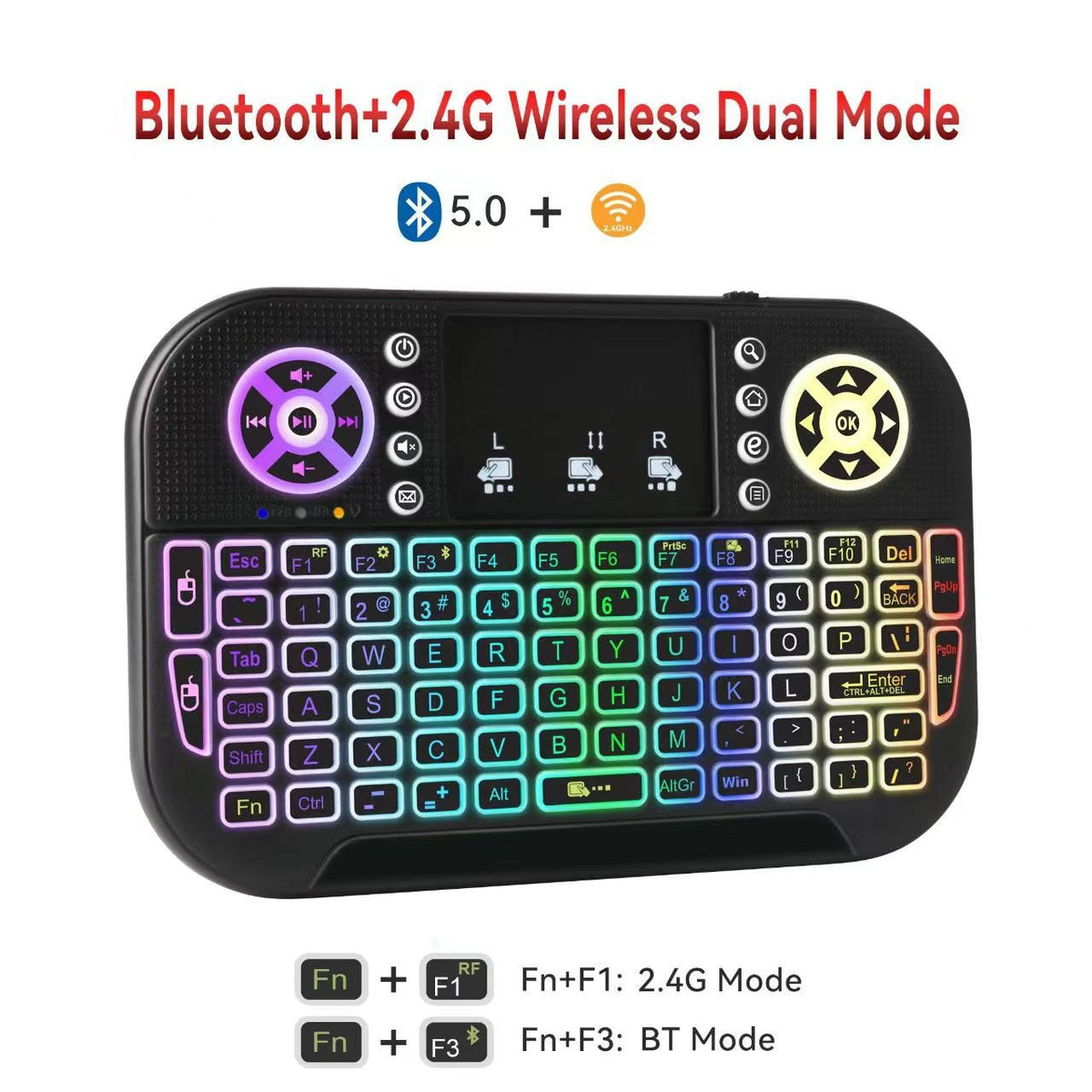 N8 Air Mini Wireless Keyboard & Flying Mouse — RGB Backlit Smart TV Remote