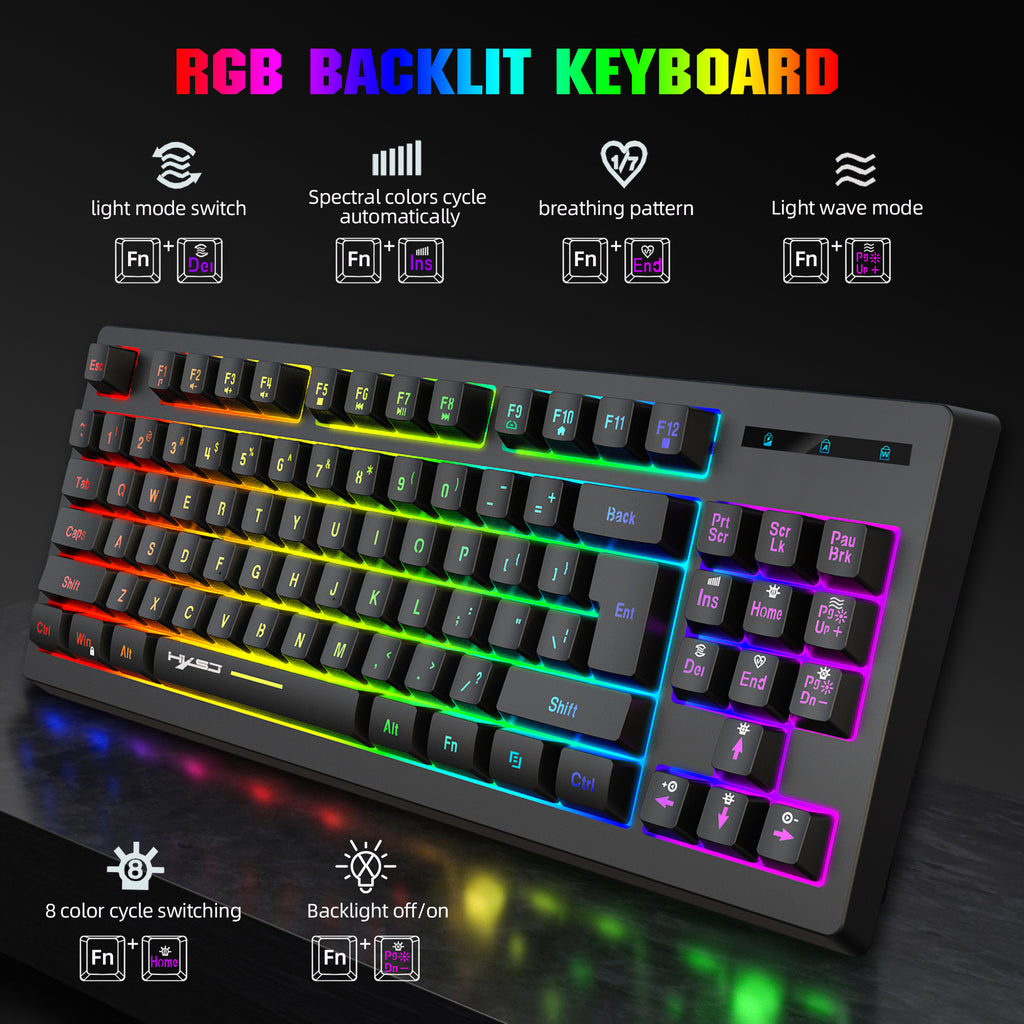 87-Key Wireless RGB Keyboard — Compact Tenkeyless Design for Gaming & Work