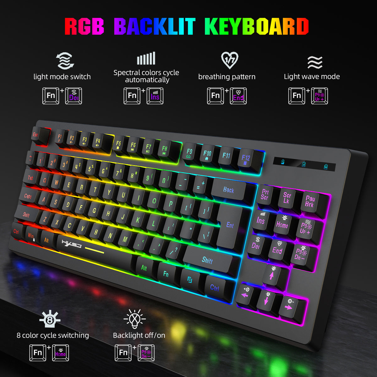 87-Key Wireless RGB Keyboard — Compact Tenkeyless Design for Gaming & Work