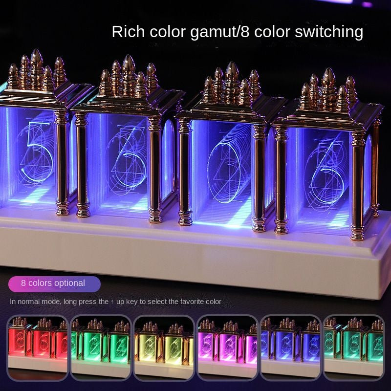 Stylish Desktop Decor RGB Nixie Tube Clock for Gaming Room DIY Glow Tube Clock