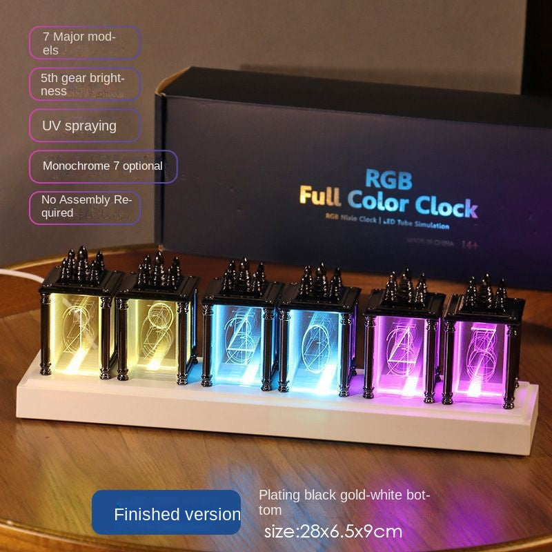 Stylish Desktop Decor RGB Nixie Tube Clock for Gaming Room DIY Glow Tube Clock