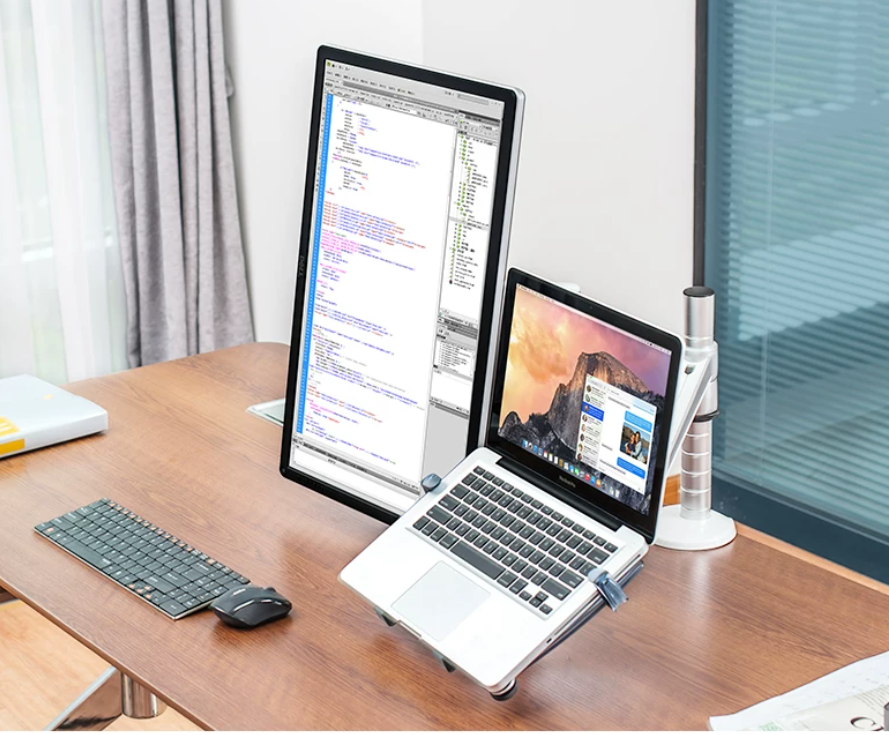 Dual Monitor Arm Stand — Aluminum Adjustable Desktop Mount for Two Screens