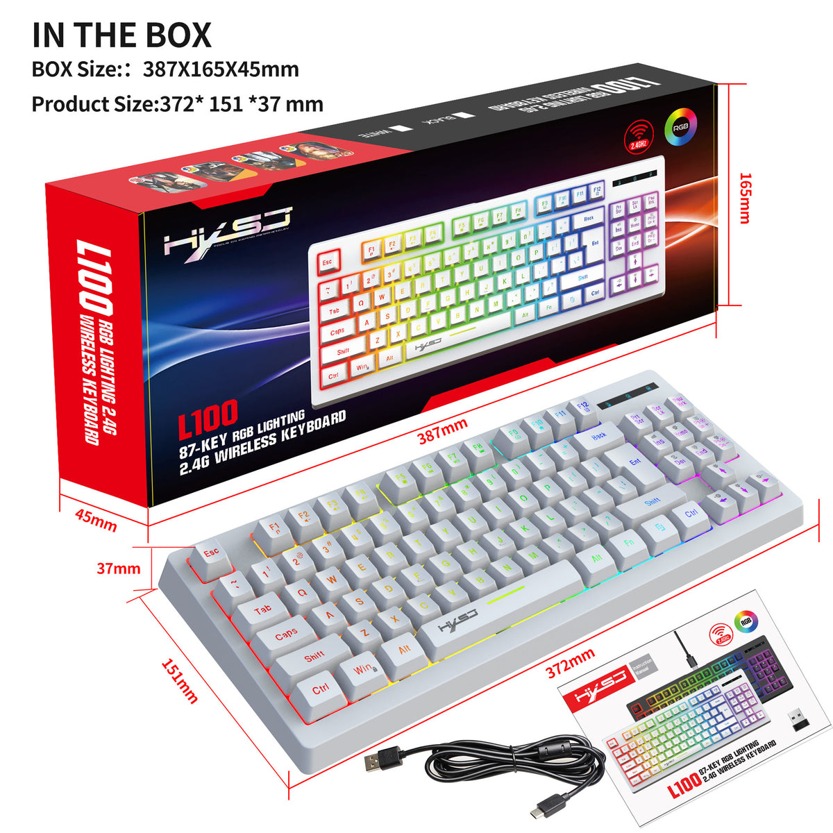 87-Key Wireless RGB Keyboard — Compact Tenkeyless Design for Gaming & Work