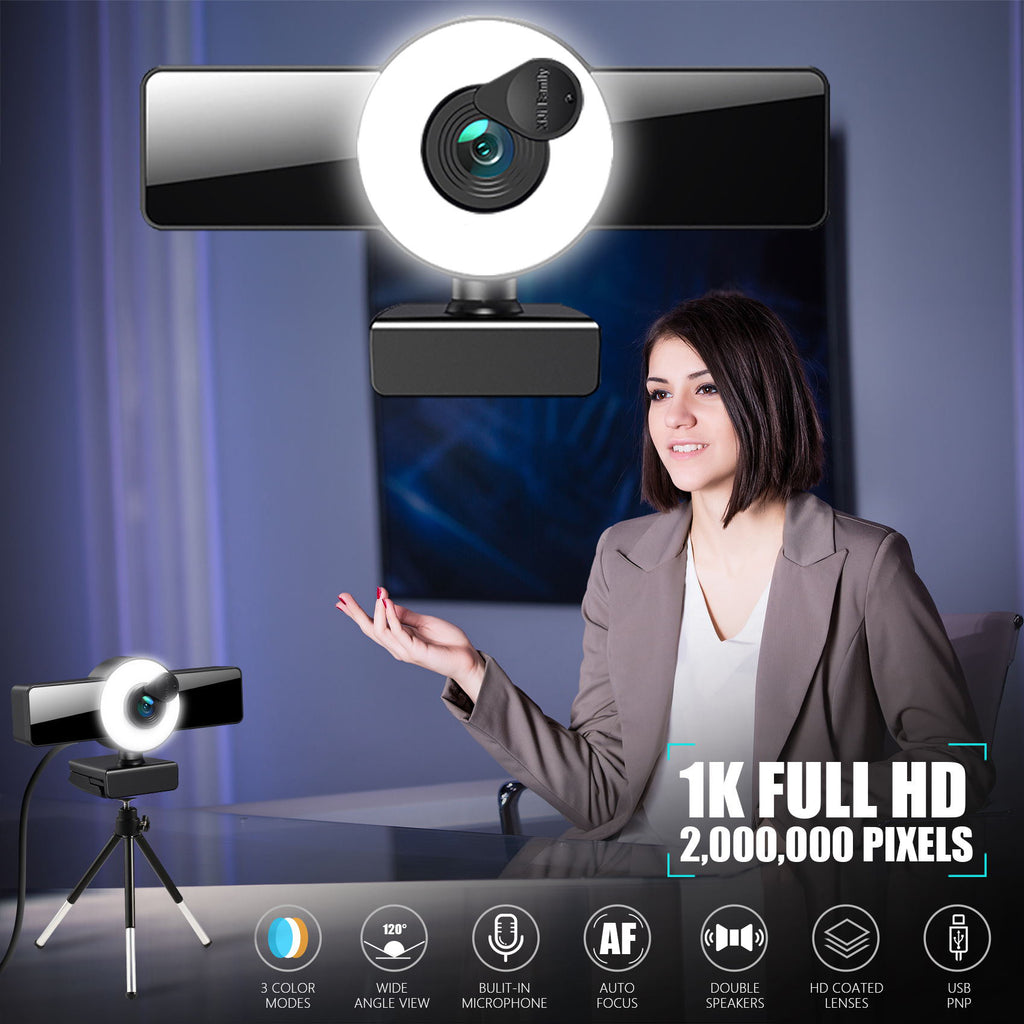 4K Autofocus Webcam with Fill Light — HD Streaming & Video Calls