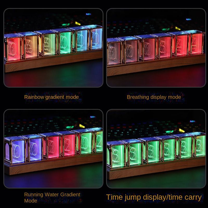 Stylish Desktop Decor RGB Nixie Tube Clock for Gaming Room DIY Glow Tube Clock