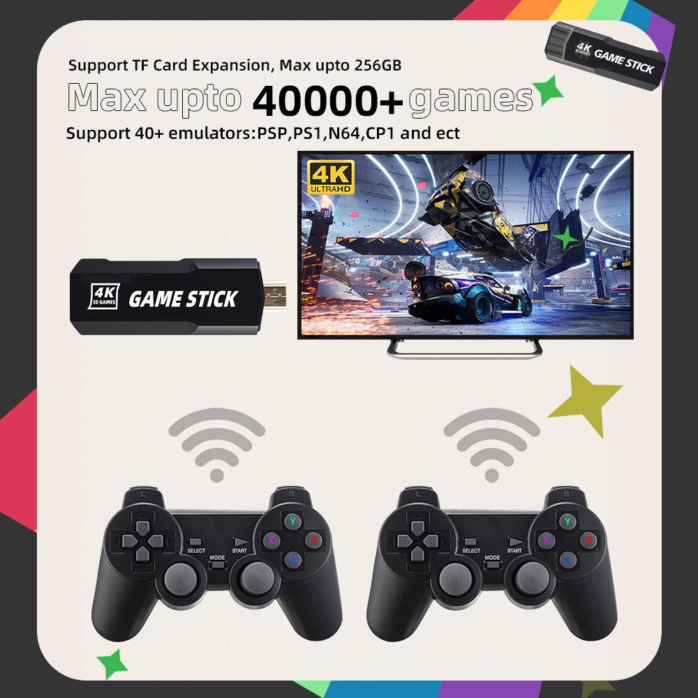 Retro Mini Gaming Console — HD Wireless TV Game System with Classic Preloaded Games