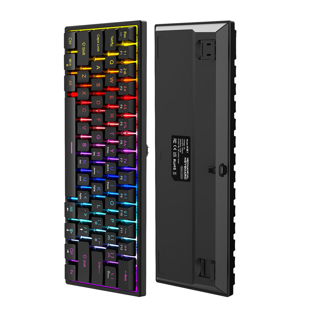 61-Key Wired Mechanical Keyboard — Blue Switch, Pudding Keycaps & RGB Backlight