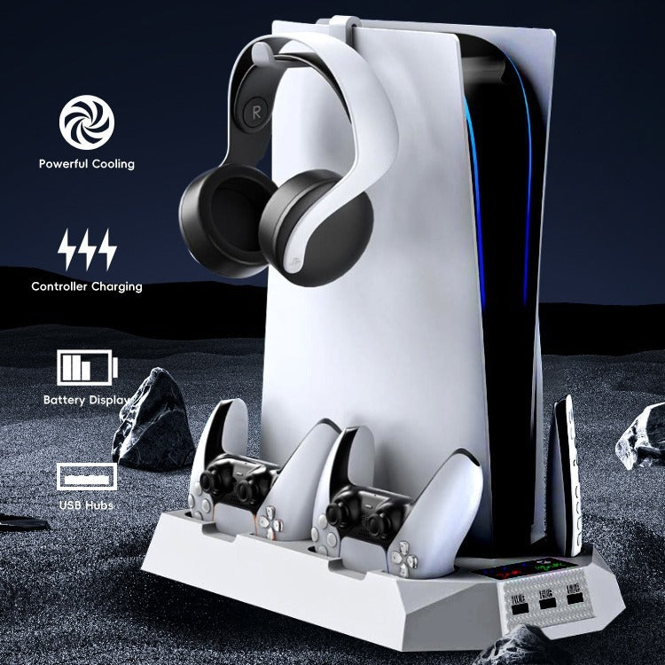 PS5 Slim & PS5 Cooling Stand — Universal Charging & Display Base