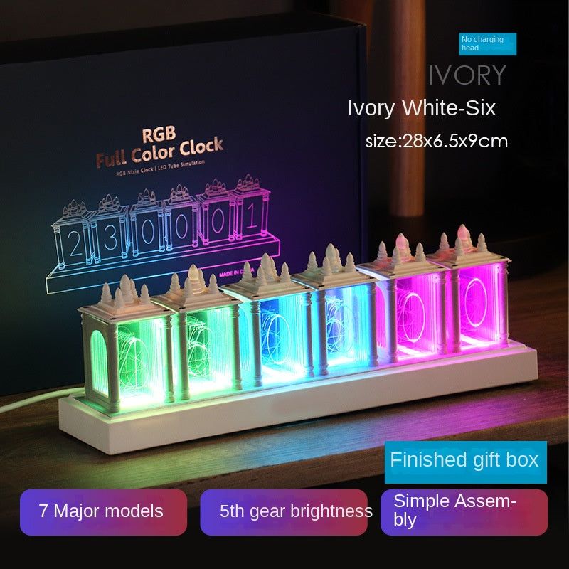 Stylish Desktop Decor RGB Nixie Tube Clock for Gaming Room DIY Glow Tube Clock