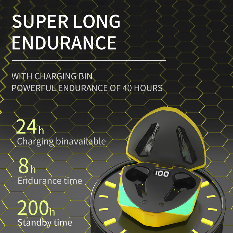 Wireless Bluetooth Gaming Headset — True Wireless Binaural with Long Battery Life
