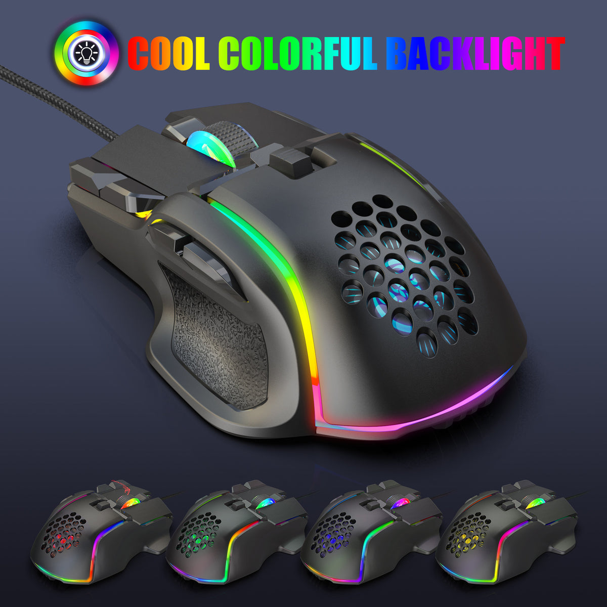 RGB Gaming Mouse — 12800 DPI Adjustable, Macro Programming & Mechanical Buttons