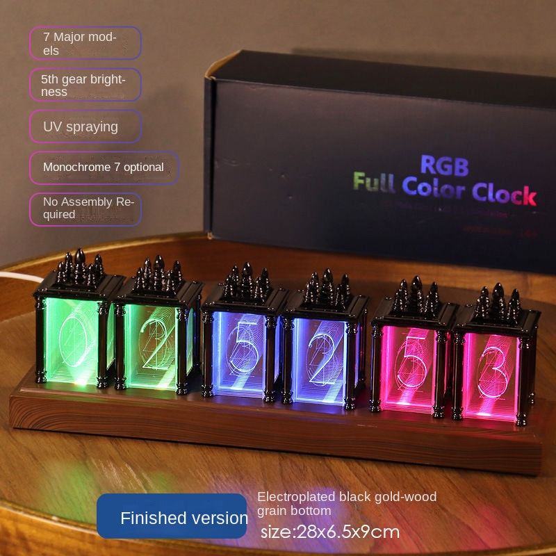 Stylish Desktop Decor RGB Nixie Tube Clock for Gaming Room DIY Glow Tube Clock