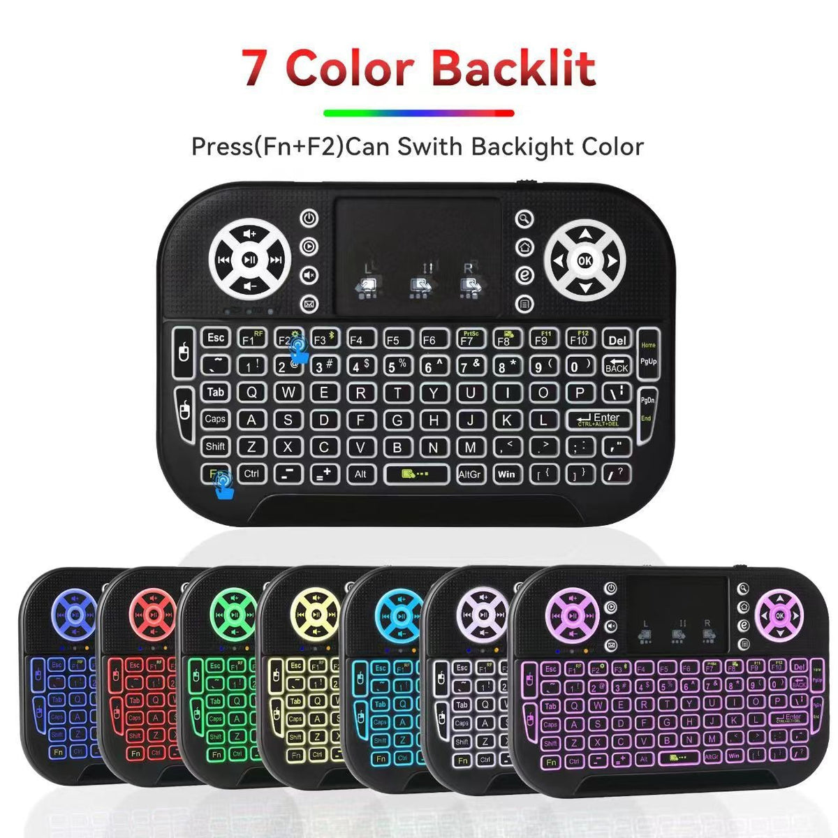 N8 Air Mini Wireless Keyboard & Flying Mouse — RGB Backlit Smart TV Remote
