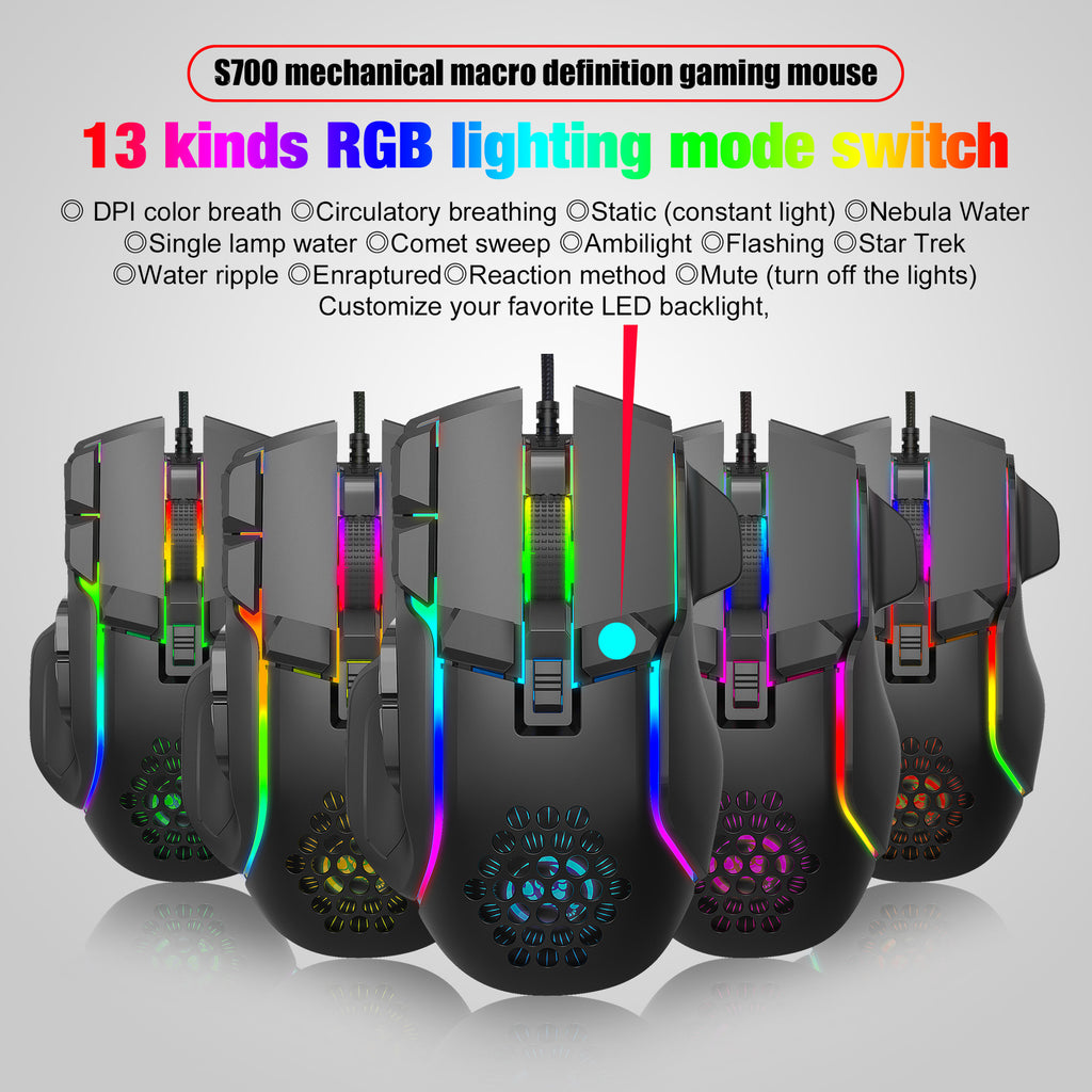 RGB Gaming Mouse — 12800 DPI Adjustable, Macro Programming & Mechanical Buttons