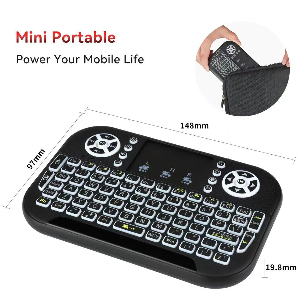 N8 Air Mini Wireless Keyboard & Flying Mouse — RGB Backlit Smart TV Remote