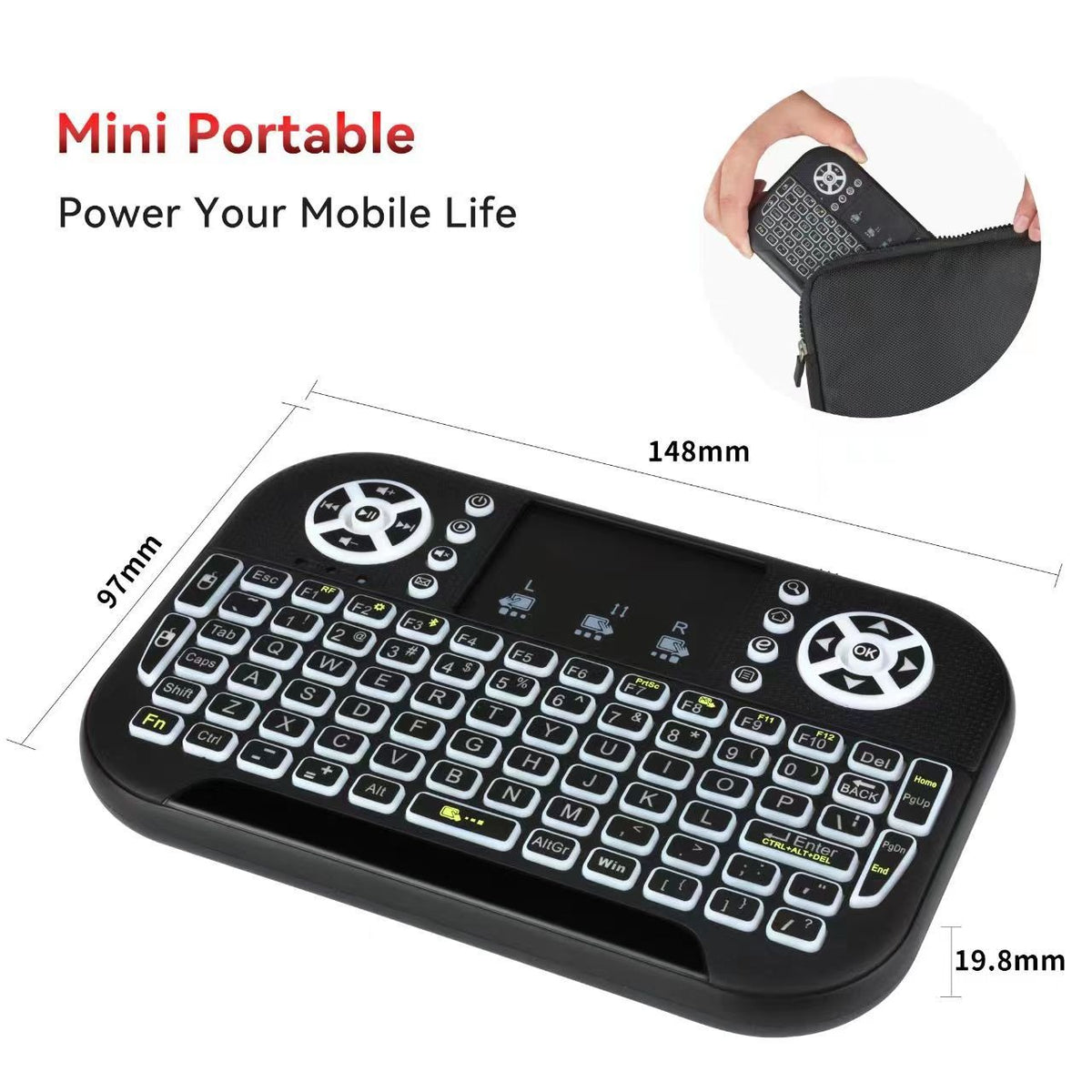 N8 Air Mini Wireless Keyboard & Flying Mouse — RGB Backlit Smart TV Remote
