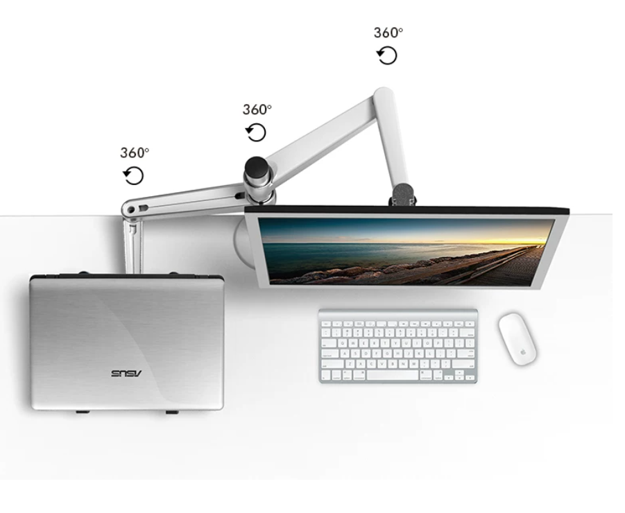 Dual Monitor Arm Stand — Aluminum Adjustable Desktop Mount for Two Screens